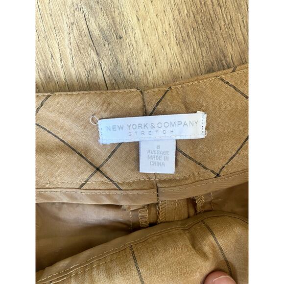 Straight Leg Skinny Tan Trouser Pant with Cuffed Ankles - Picture 3 of 9